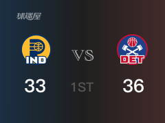 NBA常規(guī)賽：首節(jié)結(jié)束，活塞以36-36戰(zhàn)平步行者，坎寧安13分2助攻