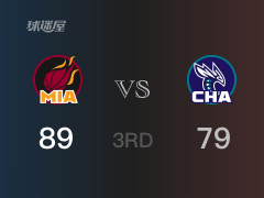 NBA常规赛:三节数据,热火以89-79领先黄蜂,巴特勒19分2篮板7助攻