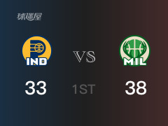 NBA常規(guī)賽：雄鹿以38-33領(lǐng)先步行者，結(jié)束首節(jié)