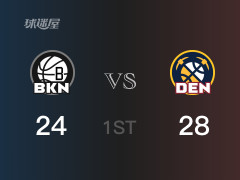 NBA常規(guī)賽：首節(jié)戰(zhàn)罷，掘金以30- 24領(lǐng)先籃網(wǎng)，穆雷9分