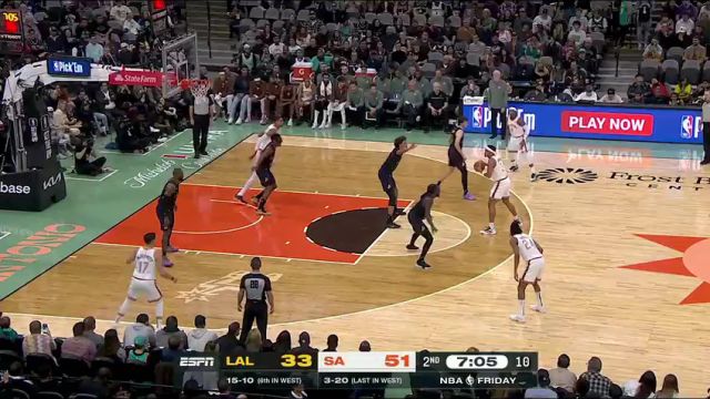 【2023年12月16日】NBA常規(guī)賽：湖人vs馬刺第2節(jié)中文解說(shuō)錄像回放