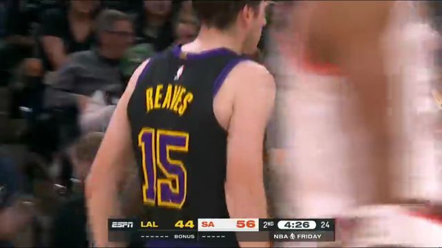 【2023年12月16日】NBA常規(guī)賽：湖人vs馬刺第2節(jié)英文原聲錄像回放