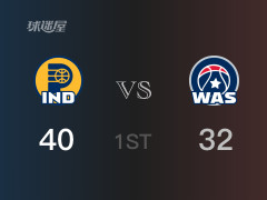 NBA常规赛:步行者以40-32领先奇才,结束首节