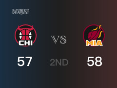 半场战罢,热火58-57领先公牛