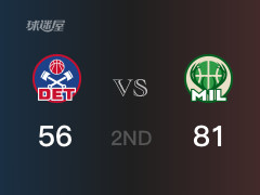 NBA常規(guī)賽：半場(chǎng)戰(zhàn)罷，雄鹿以81-56領(lǐng)先活塞，利拉德23分3籃板3助攻