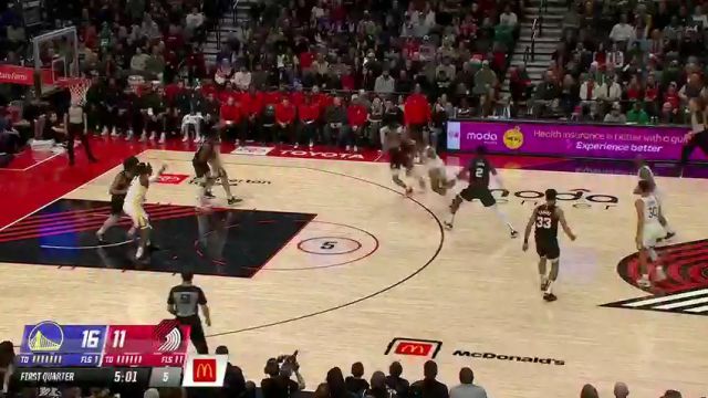 【2023年12月18日】NBA常規(guī)賽：勇士vs開拓者第1節(jié)中文解說錄像回放