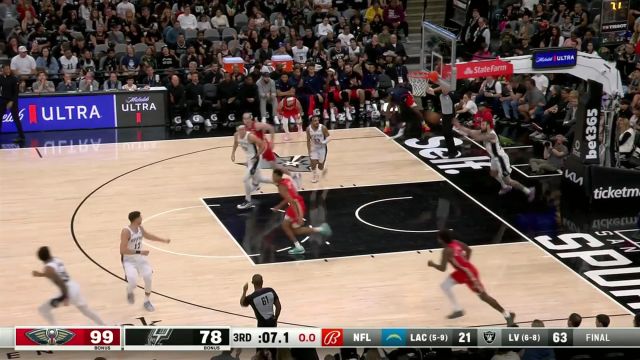 【2023年12月18日 鵜鶘vs馬刺集錦】鵜鶘vs馬刺五佳球 文班空接炸筐阿爾瓦拉多三分百步穿楊