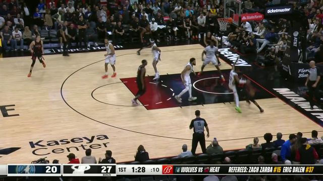 【2023年12月19日 森林狼vs热火集锦】个人能力没得说!巴特勒空中顶开唐斯打成2+1强硬无比