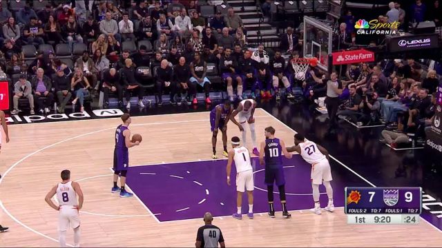 【2023年12月23日】NBA常規(guī)賽：太陽(yáng)vs國(guó)王第1節(jié)英文原聲錄像回放