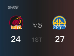 NBA常规赛：首节战罢，勇士以27- 24领先热火，波杰姆斯基6分2助攻
