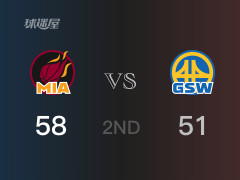 NBA常规赛：半场战罢，热火以58-51领先勇士，希罗14分3篮板2助攻