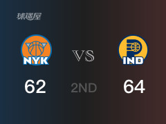 半场战罢,步行者64-62领先尼克斯