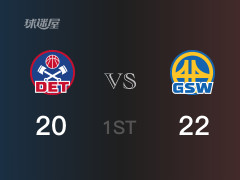 NBA常規(guī)賽：首節(jié)戰(zhàn)罷，勇士以22- 20領先活塞，薩里奇7分