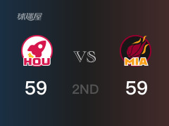 NBA常規(guī)賽：半場(chǎng)戰(zhàn)罷，熱火以59-59戰(zhàn)平火箭，希羅12分2助攻