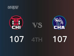 NBA常规赛：黄蜂以107-107战平公牛，结束四节