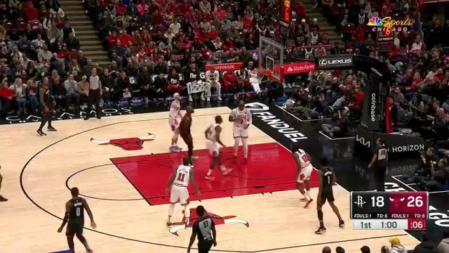 【2024年01月11日】NBA常规赛:火箭vs公牛第1节英文原声录像回放