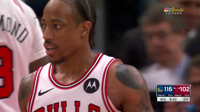 【2024年01月13日 勇士vs公牛集锦】怎能这样束手就擒？德罗赞直杀篮下打成2+1