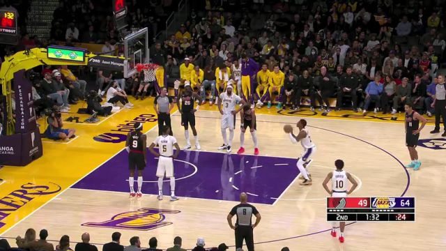 【2024年01月22日】NBA常规赛:开拓者vs湖人第2节英文原声录像回放