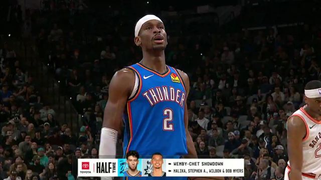 【2024年01月25日】NBA常規(guī)賽：雷霆vs馬刺第2節(jié)英文原聲錄像回放