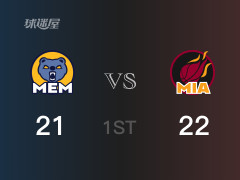 NBA常規(guī)賽：熱火以22-21領(lǐng)先灰熊，結(jié)束首節(jié)