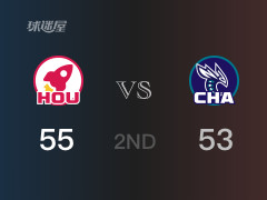 半场比分，火箭55-53领先黄蜂，杰伦格林19分