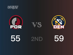 NBA常規(guī)賽：掘金以59-55領(lǐng)先開拓者，結(jié)束半場