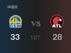 NBA常規(guī)賽：首節(jié)結(jié)束，勇士以33-28領(lǐng)先老鷹，庫(kù)里8分