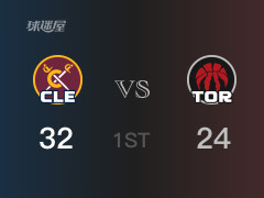 NBA常規(guī)賽：首節(jié)結(jié)束，騎士以32-24領(lǐng)先猛龍，阿倫6分5籃板