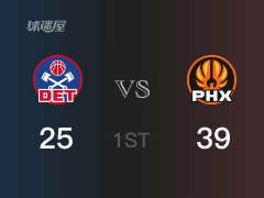 首節(jié)比分，太陽41-25領(lǐng)先活塞，杜蘭特8分