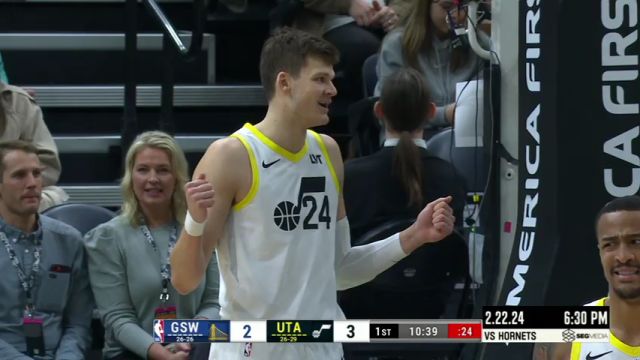 【2024年02月16日】NBA常規(guī)賽：勇士vs爵士第1節(jié)英文原聲錄像回放