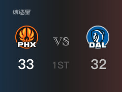 NBA常規(guī)賽 ：首節(jié)數(shù)據(jù)，太陽(yáng)以33-32領(lǐng)先獨(dú)行俠，布克12分3籃板3助攻