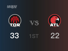 NBA常規(guī)賽：首節(jié)戰(zhàn)罷，猛龍以35- 22領(lǐng)先老鷹，奎克利13分2籃板