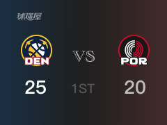 NBA常規(guī)賽 ：首節(jié)數(shù)據(jù)，掘金以25-20領(lǐng)先開拓者，小波特12分4籃板