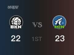 NBA常規(guī)賽：首節(jié)結(jié)束，森林狼以23-22領(lǐng)先籃網(wǎng)，唐斯9分2籃板2助攻