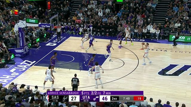 【2024年02月26日】NBA常規(guī)賽：馬刺vs爵士第2節(jié)英文原聲錄像回放