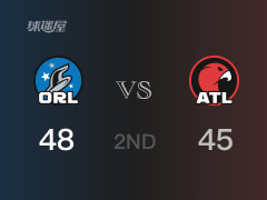 NBA常規(guī)賽 ：半場(chǎng)數(shù)據(jù)， 魔術(shù)以48-45領(lǐng)先老鷹，小瓦格納14分5籃板2助攻