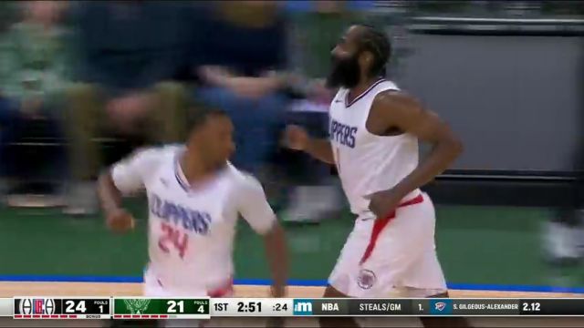 【2024年03月05日】NBA常規(guī)賽：快船vs雄鹿第1節(jié)英文原聲錄像回放
