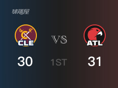 NBA常規(guī)賽 ：首節(jié)數(shù)據(jù)，老鷹以31-30領(lǐng)先騎士，D-穆雷7分