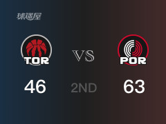NBA常規(guī)賽：半場(chǎng)戰(zhàn)罷，開拓者以63-46領(lǐng)先猛龍，艾頓14分10籃板