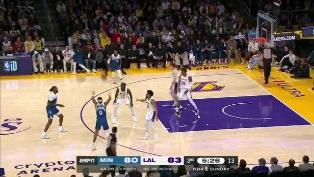【2024年03月11日】NBA常規(guī)賽：森林狼vs湖人第3節(jié)英文原聲錄像回放