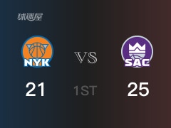 首节比分,国王25-21领先尼克斯,小萨博尼斯13分