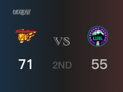 CBA常规赛：半场结束，广东以71-55领先山东，威姆斯17分3篮板