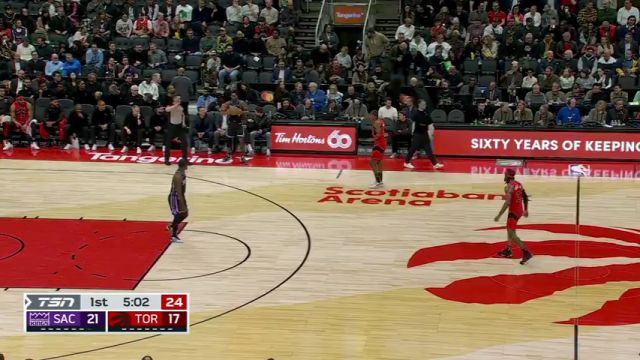 【2024年03月21日】NBA常規(guī)賽：國(guó)王vs猛龍第1節(jié)英文原聲錄像回放
