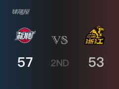 CBA常规赛 ：半场数据， 广州以57-53领先广厦，坎普16分2篮板