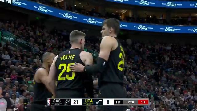 【2024年03月28日】NBA常規(guī)賽：馬刺vs爵士第1節(jié)英文原聲錄像回放
