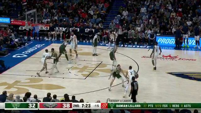【2024年03月29日】NBA常规赛:雄鹿vs鹈鹕第2节英文原声录像回放