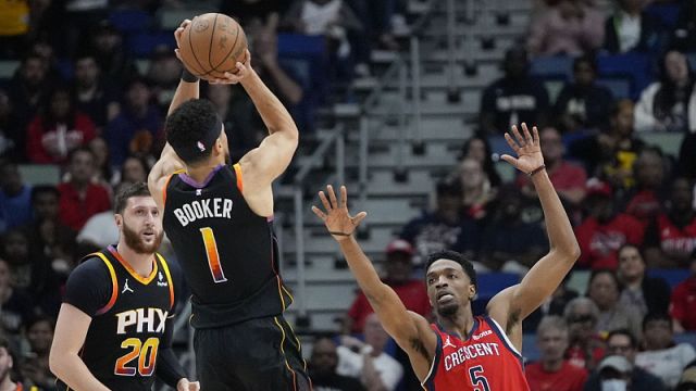 【2024年04月02日 太陽vs鵜鶘集錦】太陽124-111鵜鶘 布克狂轟52+9末節(jié)連取4分收下勝利