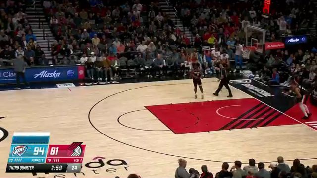 【2024年11月02日】NBA常規(guī)賽：雷霆vs開拓者第3節(jié)英文原聲錄像回放
