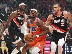 NBA常规赛：雷霆大胜开拓者5连胜西部唯一全胜 亚历山大30+7+6