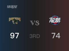 CBA常规赛：三节结束，同曦以97-74领先广州，TJ-利夫24分8篮板2助攻